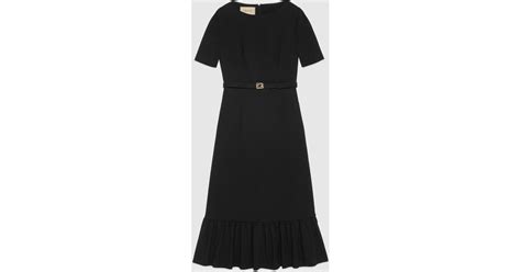 Viscose dress with Interlocking G belt in black 